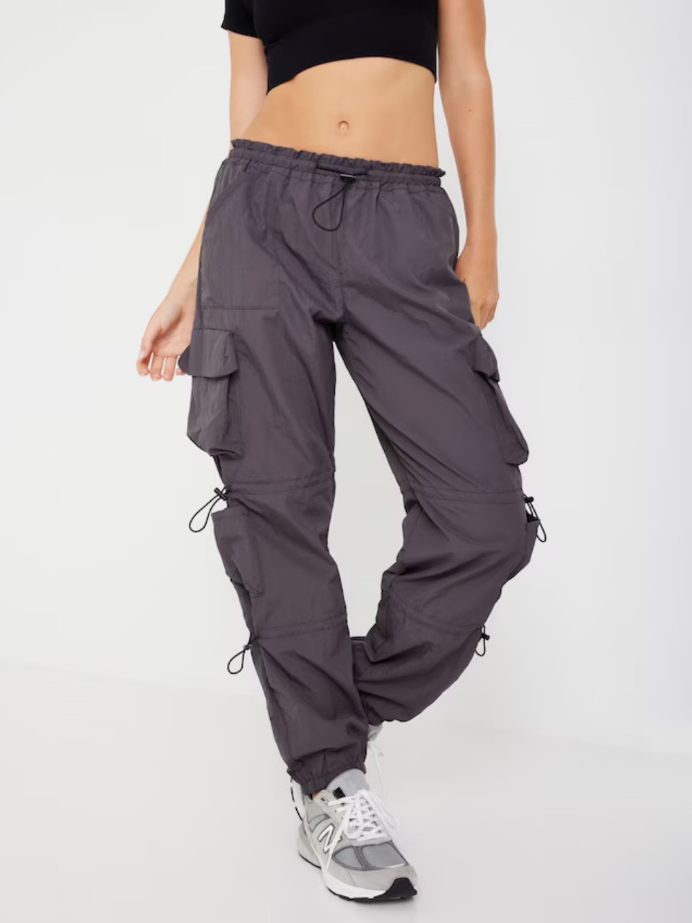 Garage Charcoal Cargo Jogger Utility Parachute Pants drawstring baggy relaxed